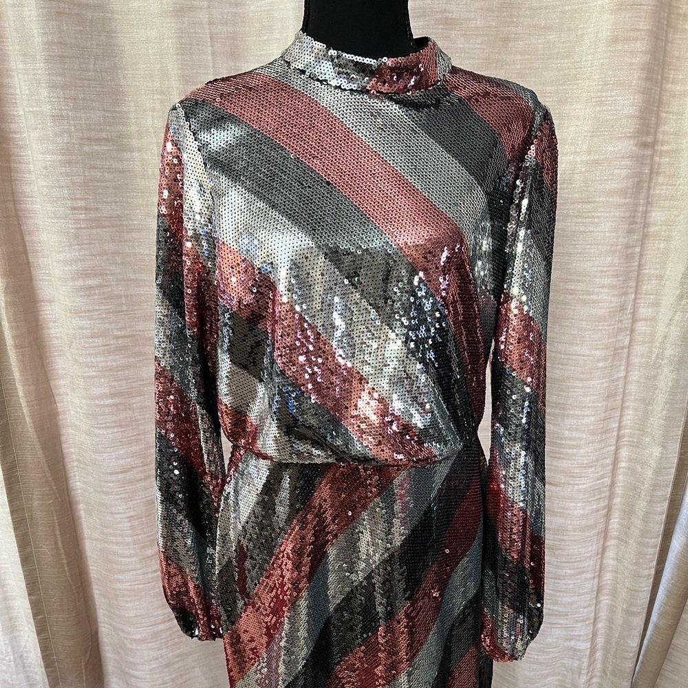 NEW With Tag TED BAKER London Pink/Silver Sequin Dress 4 (size 12) $349 Orig